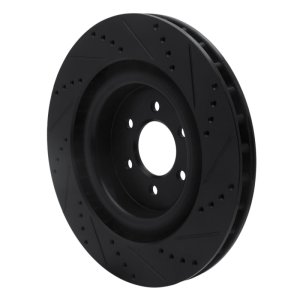 Dodge Viper Brake Rotor (1) - Rear Left - R1 Concepts - Drilled & Slotted - Black - `03-`17